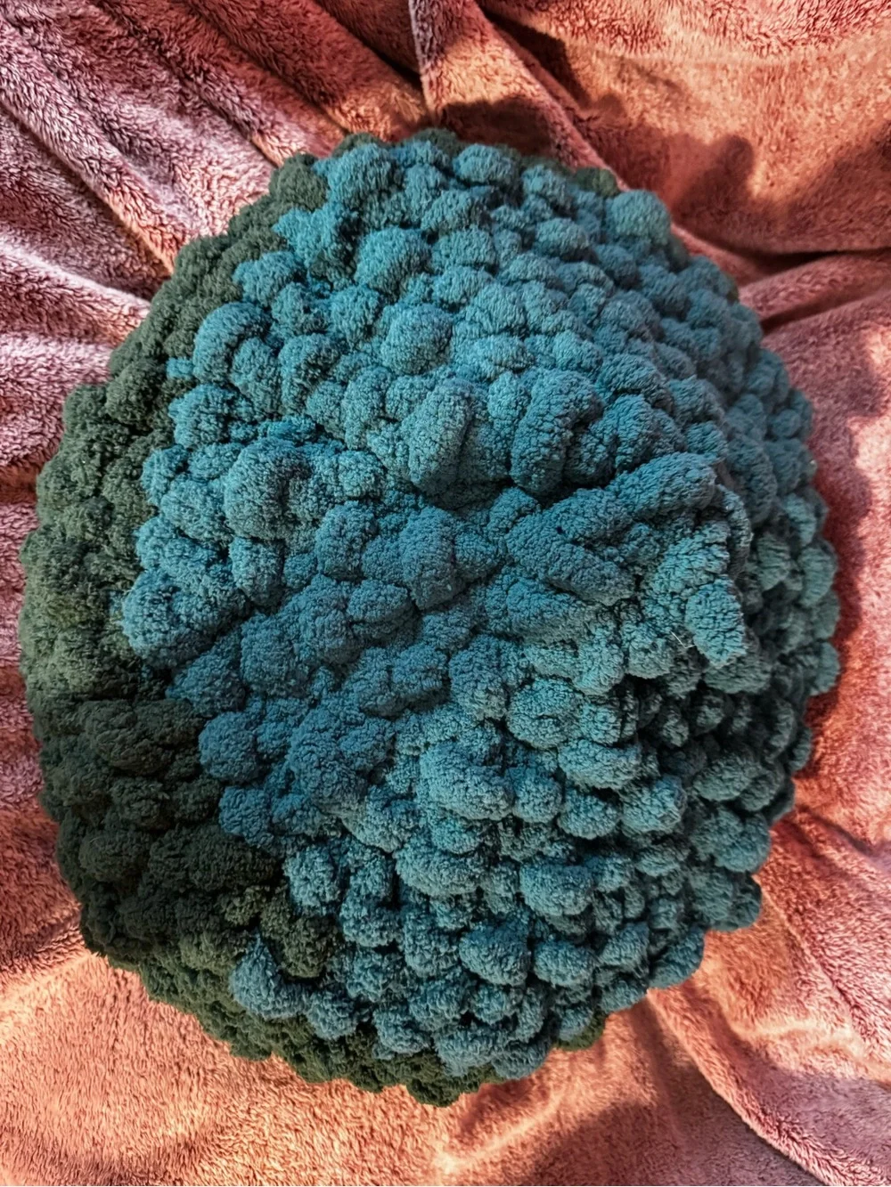 Plush Deep Teal Knitted Pet Bed - Cozy Home Accent. Hand made